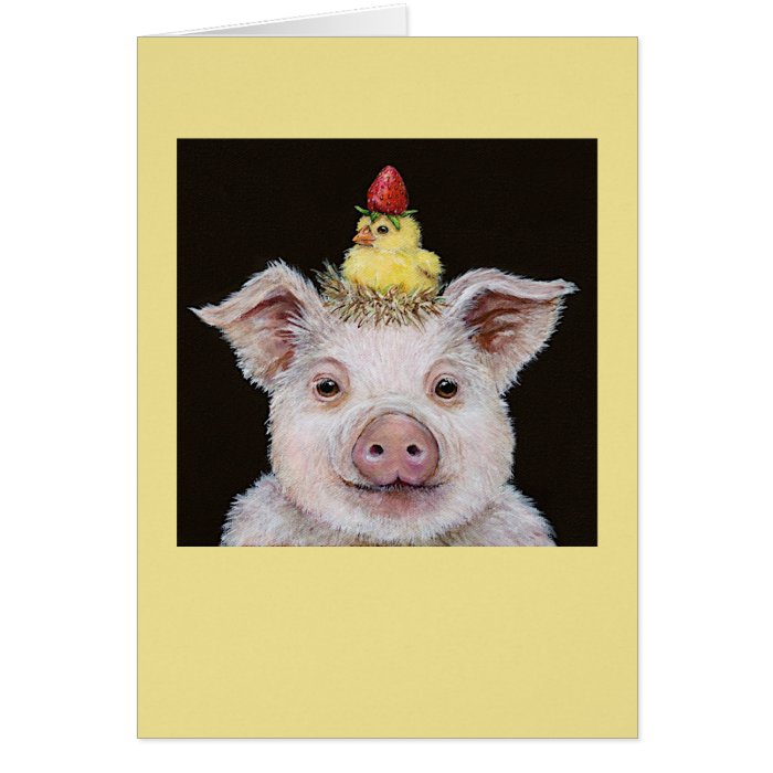 piggy and peep with strawberry card