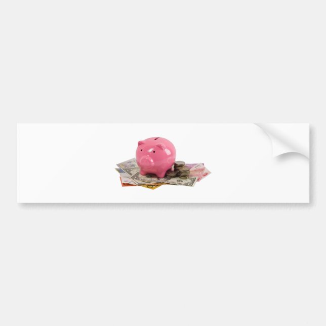 Piggy bank and money bumper sticker (Front)
