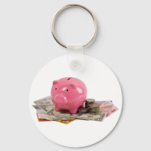 Piggy bank and money keychain