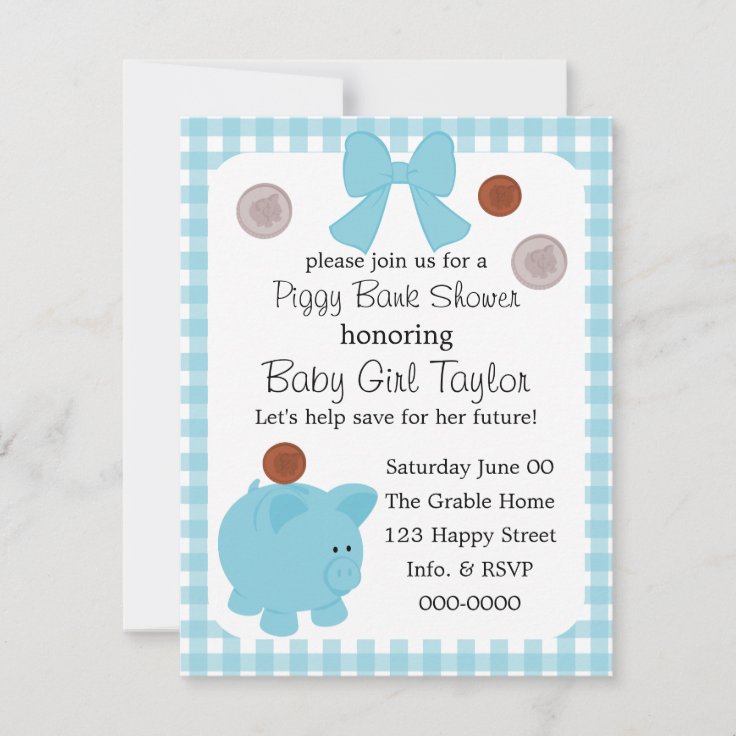 Piggy Bank Baby Shower Invitation Zazzle