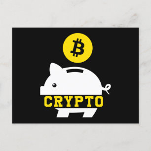 Piggy Bank Bitcoin Coin Cryptocurrency Crypto BTC Postcard