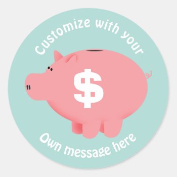 Piggy Bank Classic Round Sticker by DippyDoodle at Zazzle