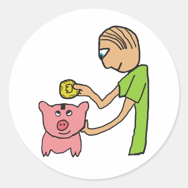 Piggy Bank Classic Round Sticker (Front)