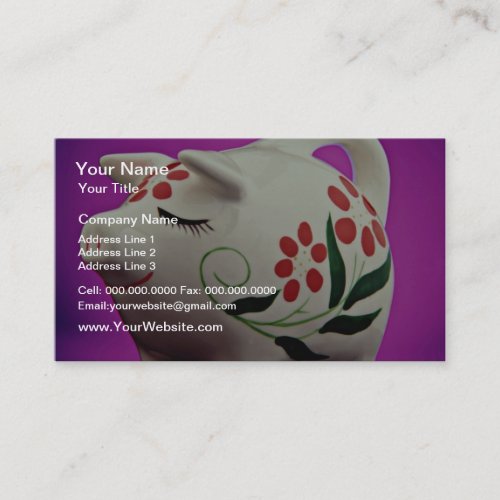 Piggy bank  flowers business card
