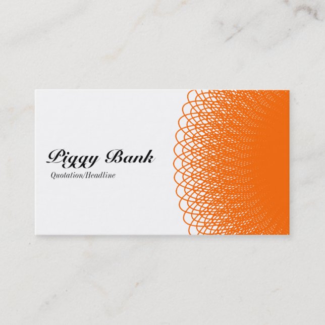 Piggy Bank - Orange and White Business Card (Front)