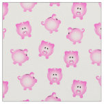 Piggy Bank Pattern on White Fabric