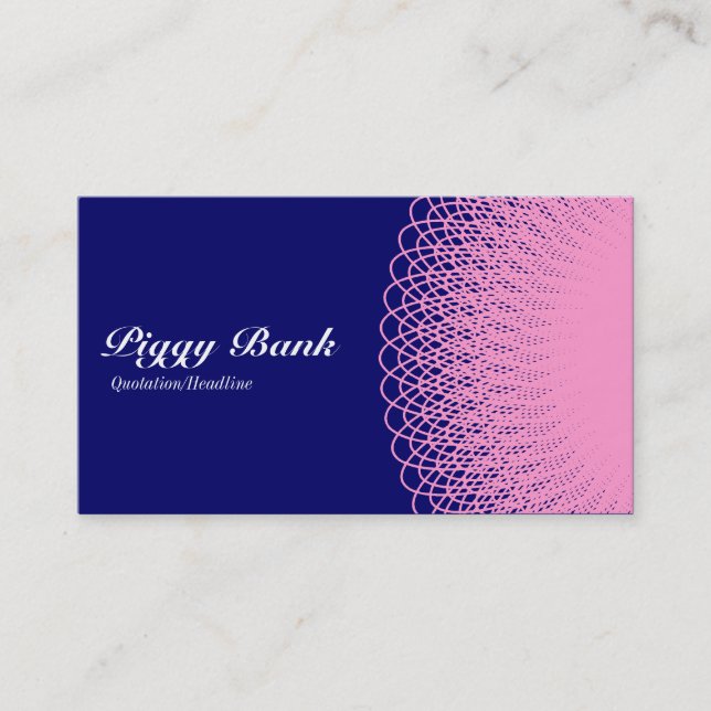 Piggy Bank - Pink on Navy Blue 000066 Business Card (Front)