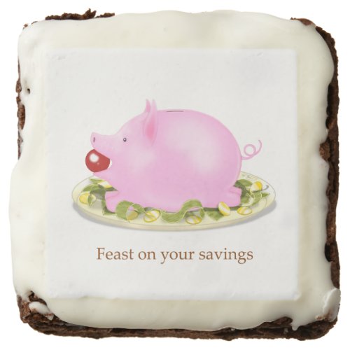 Piggy Bank Plate of Money Feast on your savings Brownie
