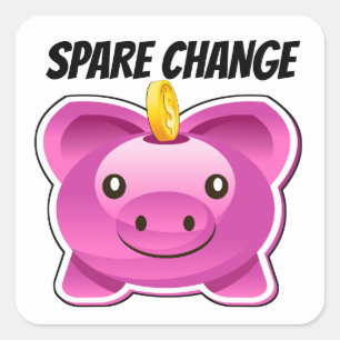 Piggy Bank Spare Change Square Sticker