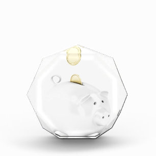 Piggy bank with golden coins acrylic award