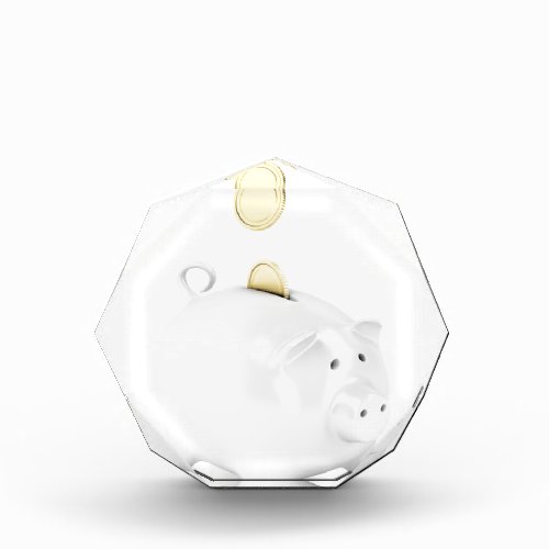 Piggy bank with golden coins acrylic award
