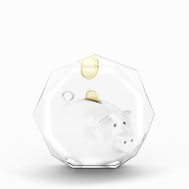 Piggy bank with golden coins acrylic award (Front)