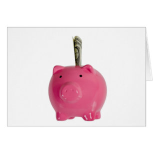 Piggy bank with money cards