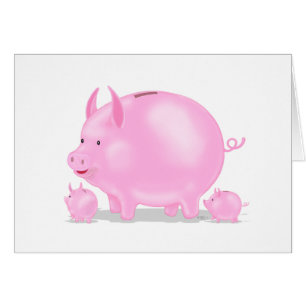 Piggy Bank With Piglets Cards