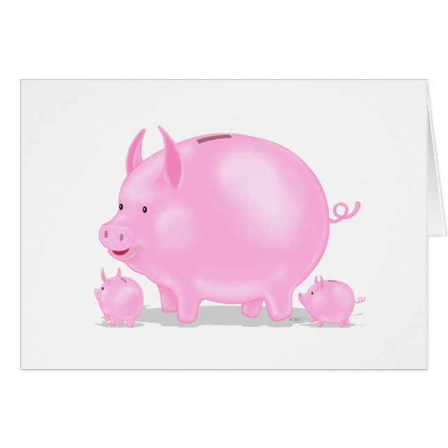 Piggy Bank With Piglets Cards (Front Horizontal)