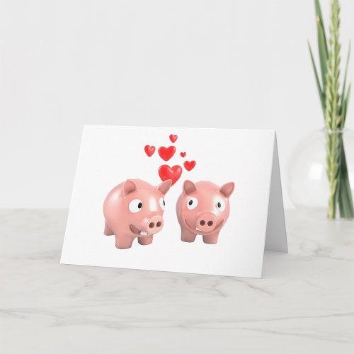 Piggy Banks In Love Greeting Cards