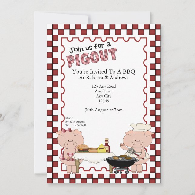 Piggy BBQ Party Invitation (Front)