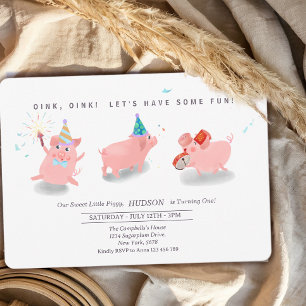 Piggy Birthday Invitation, Farm This Little Piggy  Invitation