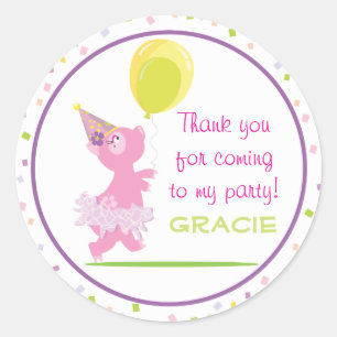 Piggy Birthday Party - Favor Sticker