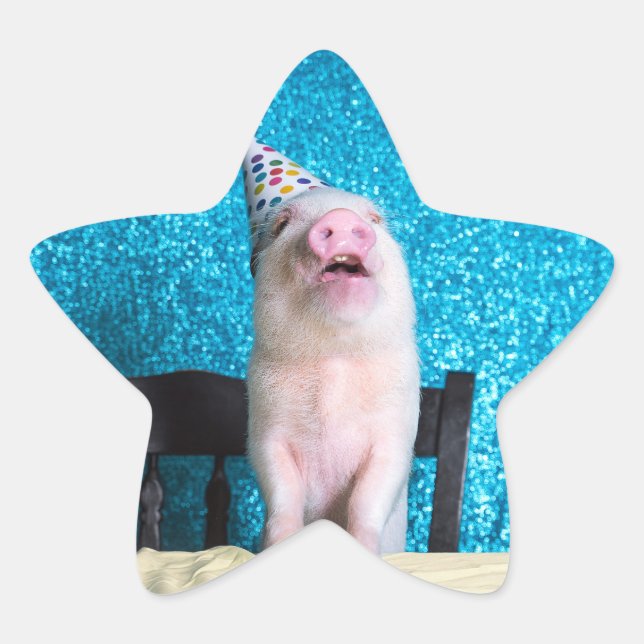 Piggy Birthday Stickers! Star Sticker (Front)