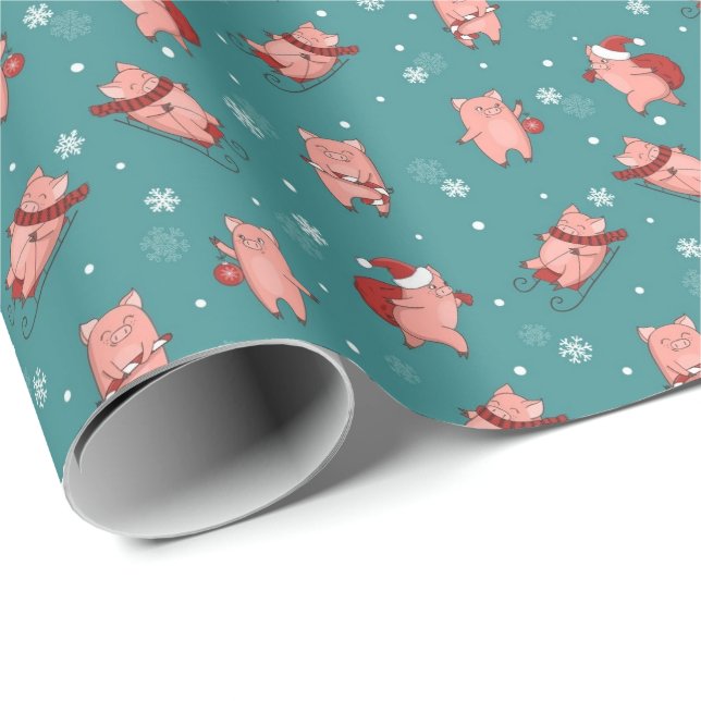Piggy Christmas Wrapping Paper (Roll Corner)