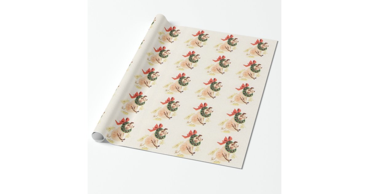 Piggy Christmas Wrapping Paper With Cute Pigs | Zazzle.com