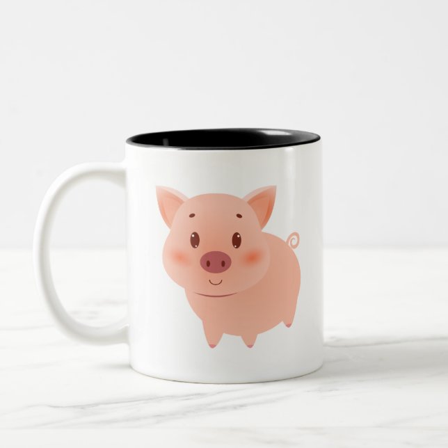 Piggy Cute Two-Tone Coffee Mug (Left)