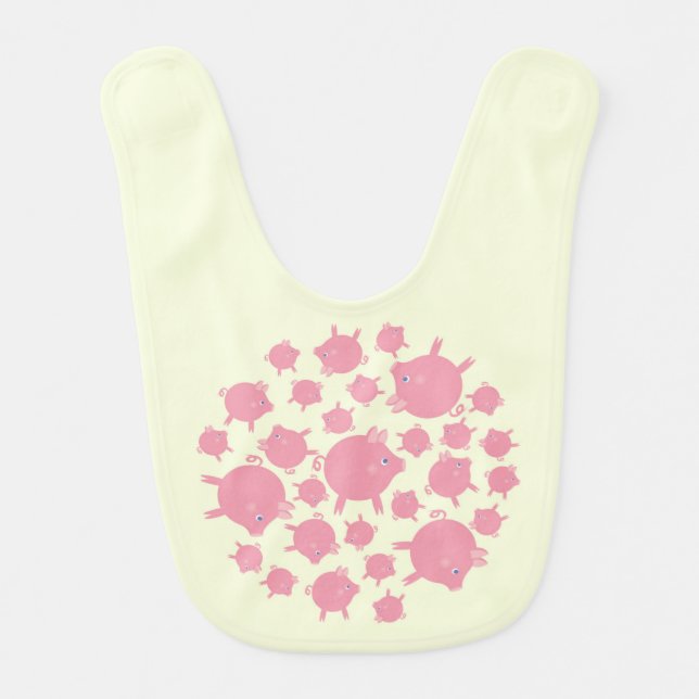 Piggy Explosion Baby Bib (yellow) (Front)