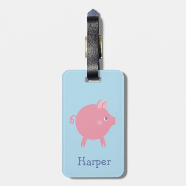 Piggy Explosion Luggage Tag (blue) (Back Vertical)