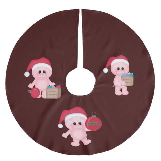 Piggy Helpers Christmas Tree Skirt (Front)