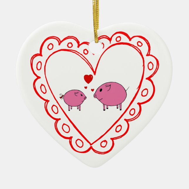 PiGgy in Love! Ceramic Ornament (Front)