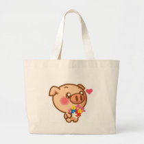 Piggy in Love Large Tote Bag