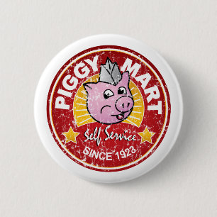 Piggy Mart Vintage Grocery Store Employee Badge Button