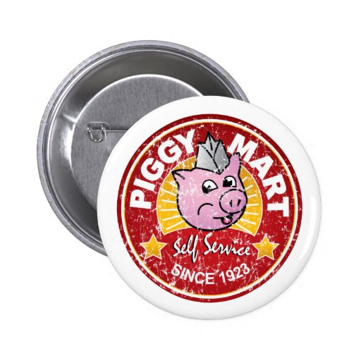 Piggy Mart Vintage Grocery Store Employee Badge Pins | Zazzle