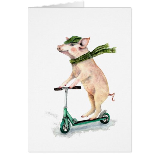 Piggy on a scooter cards (Front)
