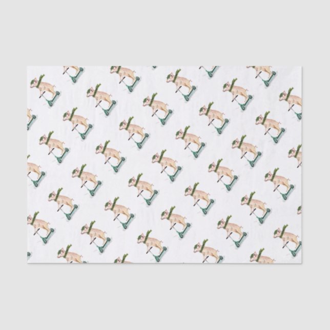 Piggy on a scooter tissue paper (Front)