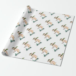 Piggy on a scooter wrapping paper