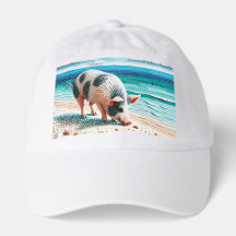 Piggy on the Beach Truckers Hat 