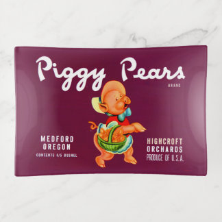 Piggy Pears fruit crate label print Trinket Tray