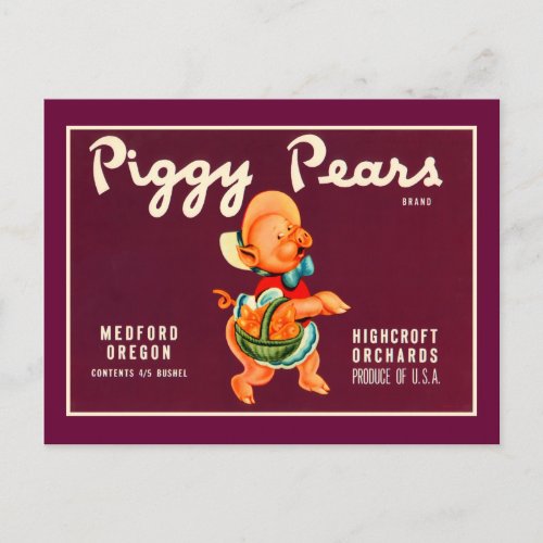 Piggy Pears Postcard