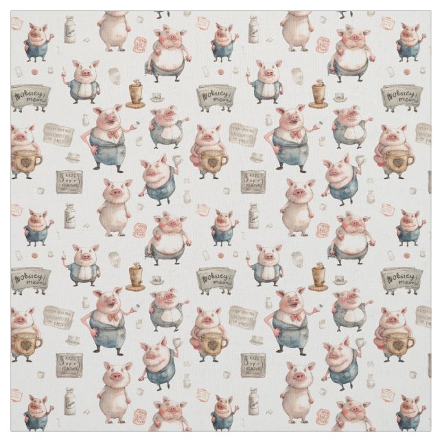 Piggy Perfection: Whimsy Pig Fabric (Swatch)