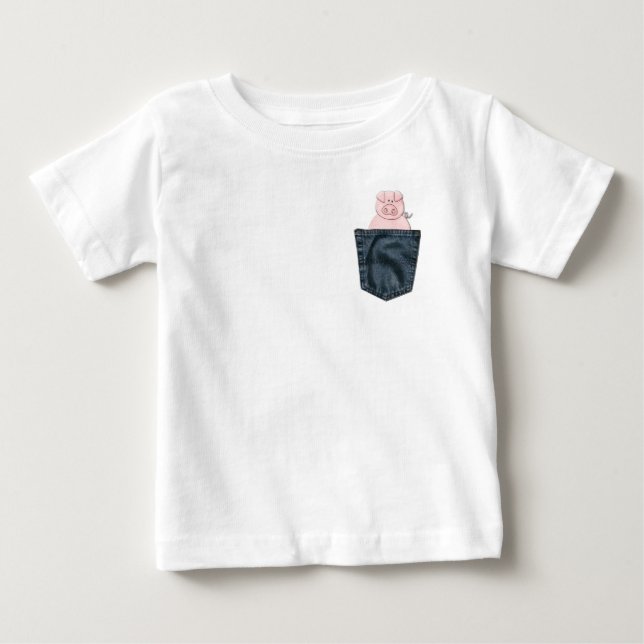 Piggy Pocket Peek-a-boo Baby T-Shirt (Front)