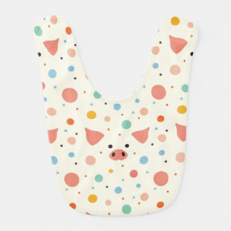 Piggy & polka dots baby bib