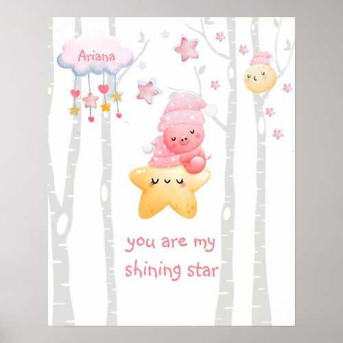 Piggyâs Starry Slumber Personalized Baby Poster