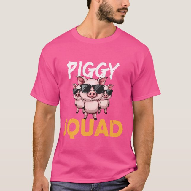 Piggy Squad Pig Lover Funny Birthday Farmer Boys G T-Shirt (Front)
