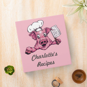 Piggy The Hamicidal Maniac Cartoon Pig Chef Art 3 Ring Binder