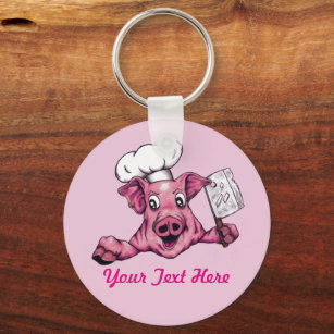 Piggy The Hamicidal Maniac Cartoon Pig Chef Art Keychain