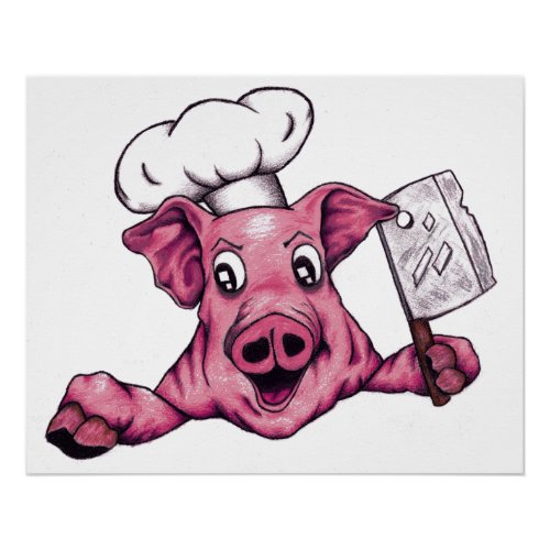 Piggy The Hamicidal Maniac Cartoon Pig Chef Art Poster