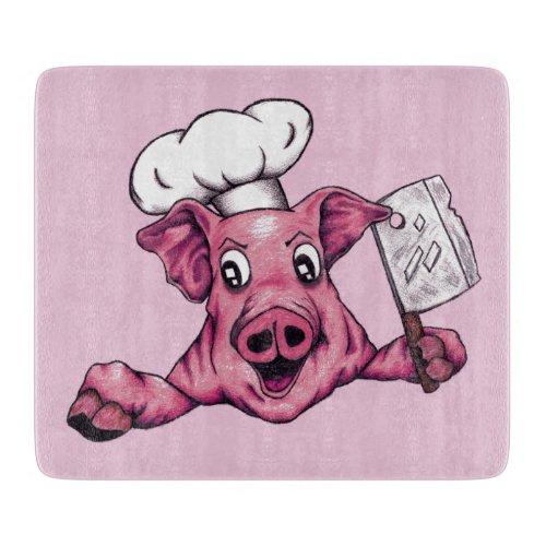 Piggy The Hamicidal Maniac Funny Chef Pig Art Cutting Board