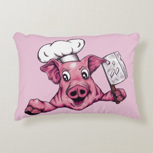 Piggy The Hamicidal Maniac Funny Pig Art Throw Accent Pillow